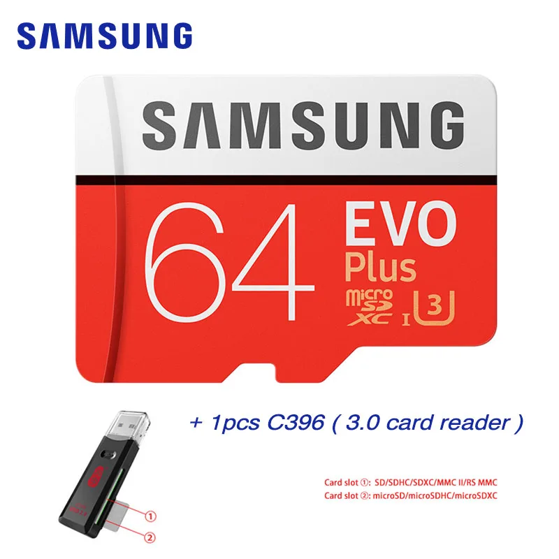 Карта памяти Samsung EVO PLUS 512GB 256GB 128GB 64GB 4K microsd microSDXC C10 32GB microSDHC класс 10 UHS-1 TF карты Транс - Емкость: 64GB U3 and C396