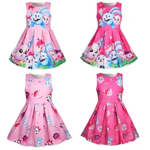 Платье принцессы для маленьких девочек; платье с изображением героев мультфильмов в русском стиле; детская одежда для девочек на день рождения; платье с изображением панды и кролика; 5811