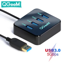 QGeeM-Adaptador USB Hub 3,0 para Xiaomi, Notebook, Macbook Pro 2015, iMac, 4 puertos USB 3,0, Hub para PC, Accesorios de ordenador