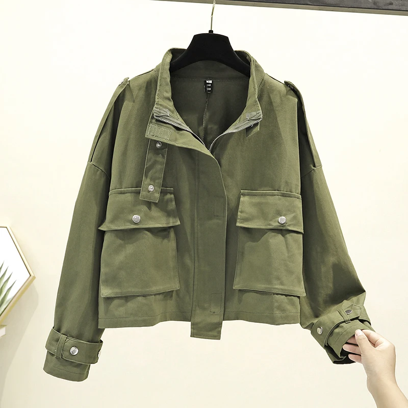 Smlinan Bomber Basic Jacket Women Mandarin Collar Zipper Spring Summer Coat Female Casual Loose Streetwear Jackets Ladies Coats