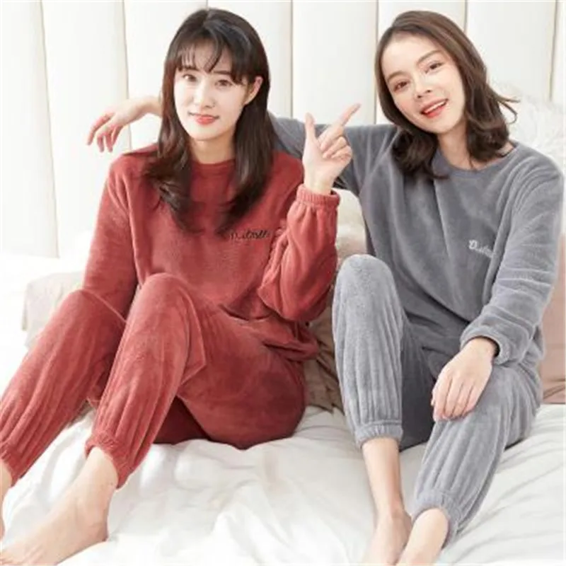 

Lazy warm suit women autumn winter coral velvet home pants pajamas casual fairy warm pants warm suit women pajamas