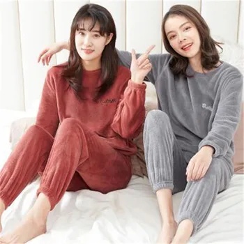 

Lazy warm suit women autumn winter coral velvet home pants pajamas casual fairy warm pants warm suit women pajamas