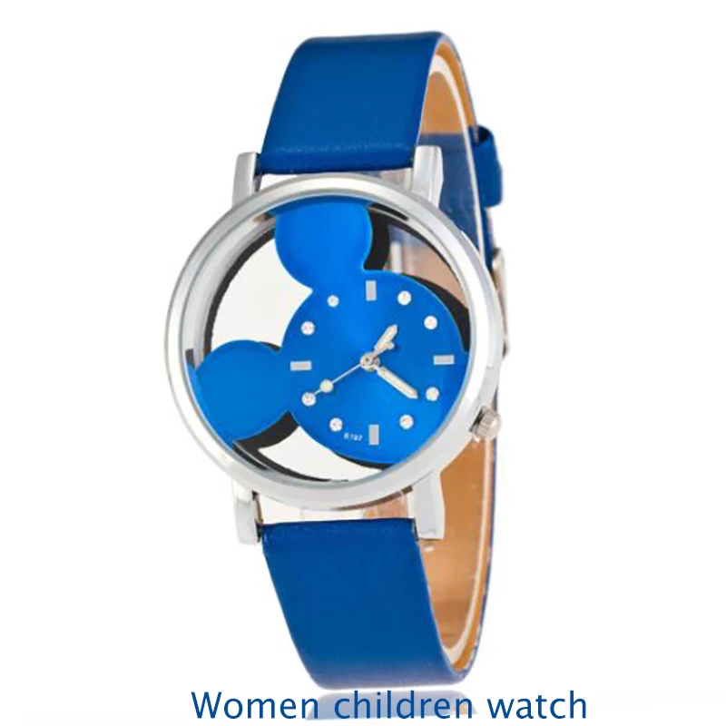 Детские часы для девочек, персонализированные, стильные, двухсторонние, выдалбливают, синий цвет, детские часы, детские часы для девочек, детские кожаные часы