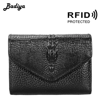 

Crocodile Pattern Women Wallets RFID Genuine Leather Large Capacity Coin Purse Multi-card Position Card Holder Ladies Clutch Bag