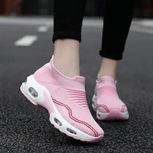 

Outdoor running shoes ladies air cushion shock absorption travel shoes hiking shoes women pink sports shoes maximum size 42