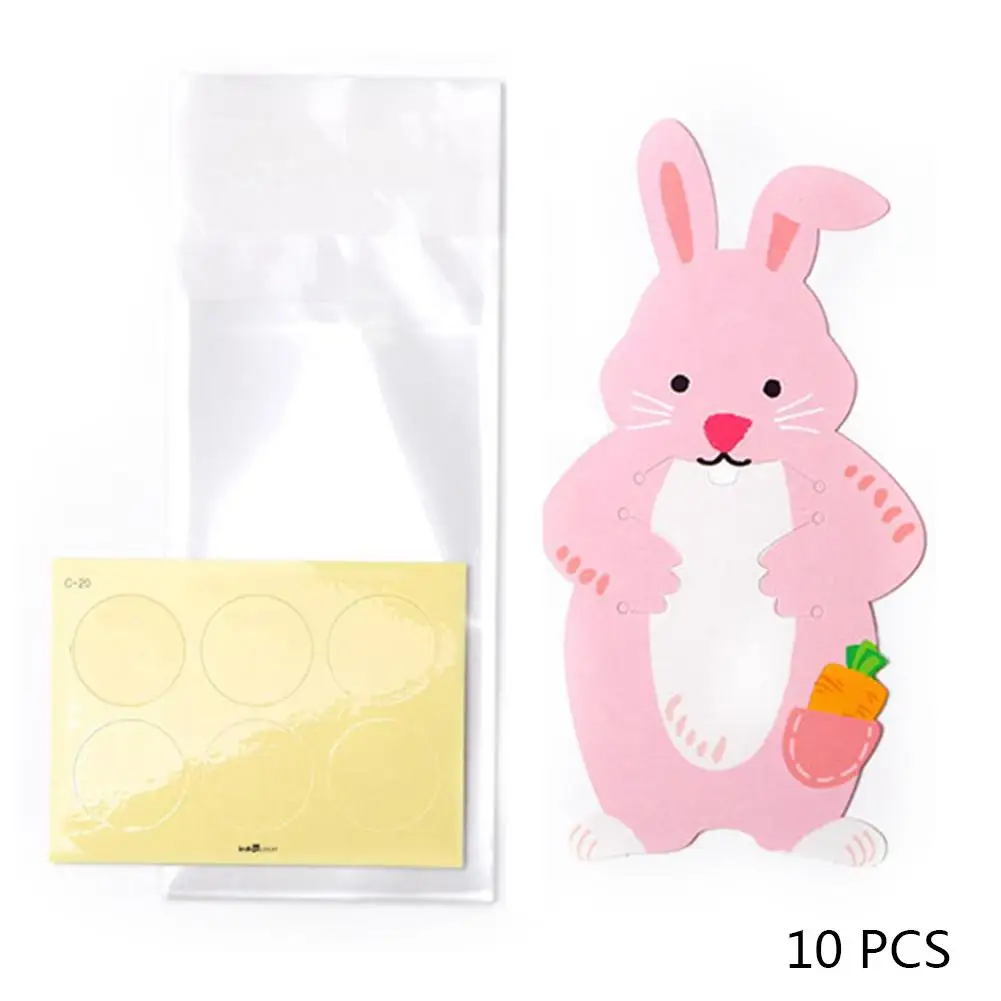 10pcs Candy Bag Holiday Card Gift Decoration Cute Animal Candy Bag Greeting Card Cookie Bag Birthday Party Decoration - Цвет: D