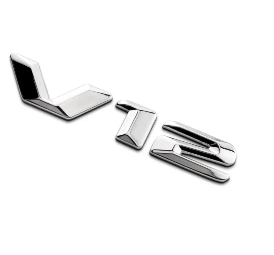 Shiny Silver 3D хромированные буквы V 12 крыла эмблемы значки для Benz Maybach S600L S500L V12 - Цвет: Shiny Silver