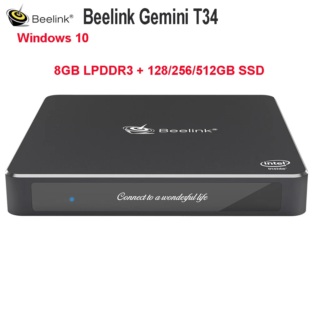 Beelink Gemini T34 Windows 10 Mini PCIn Apollo Lake N3450 8 ГБ 128 в HD Graphics 500 2 4 ГГц 5 ггц WiFi 1000 Мбит/с BT4.0