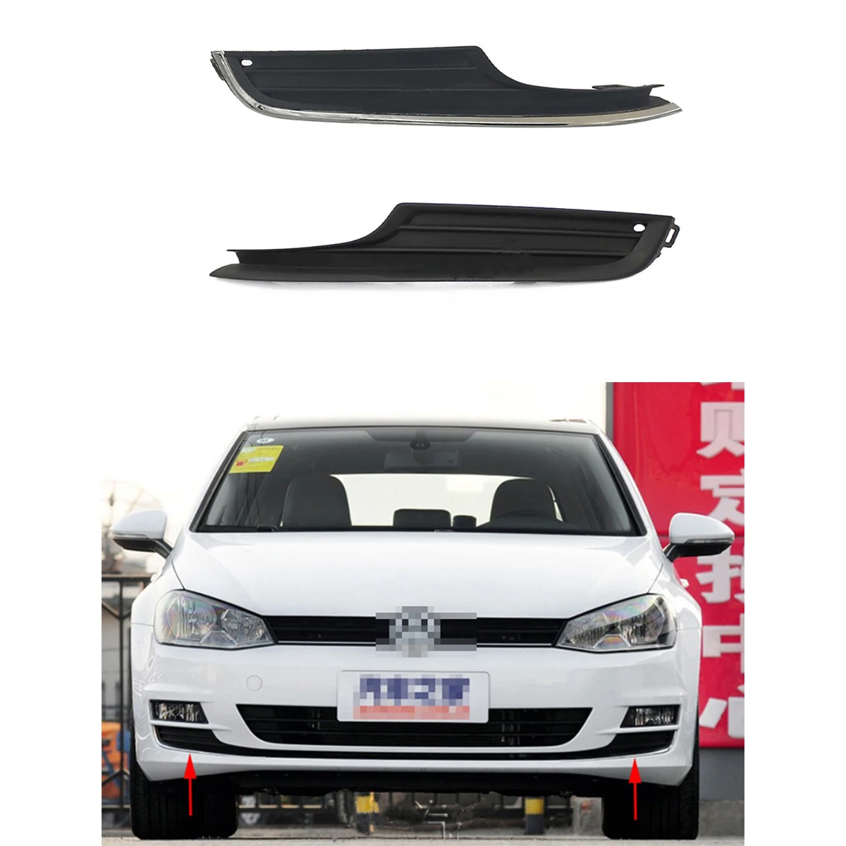 

Auto Front Left Right Bumper Fog Light Lamp Grill for VW Golf MK7 2013 2014 2015 2016 2017 5G0853665 5G0853666