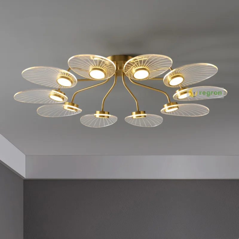 Современный светодиодный потолочный светильник Goldenk & White Lustre медный новый