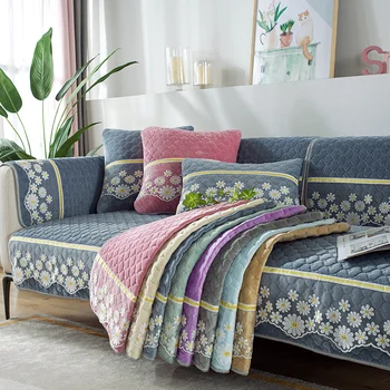 

embroidered sofa towel floral velvet soft Non-slip anti-dust furniture decoration sofa cover