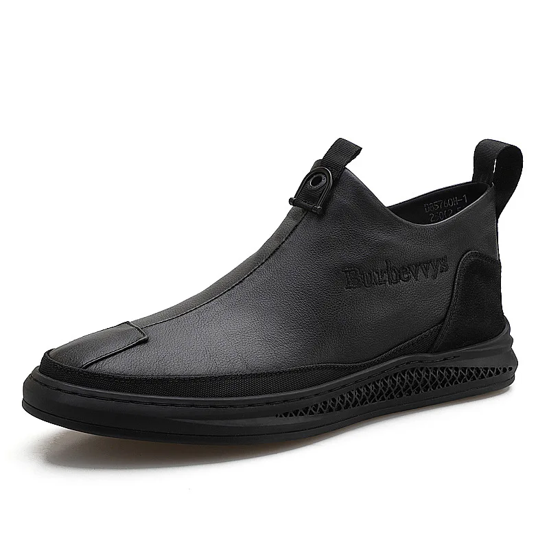 

Men Hight-top Chelsea Boots Cowhide England Leather Boots 2019 Autumn And Winter plus Velvet Warm MEN'S SHOES