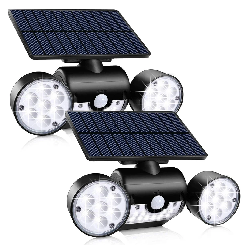 

Outdoor Solar Lights, 30 LED Solar Security Lights with Motion Sensor Dual Head Spotlights for Front Door Garage Patio Deck, 2 P