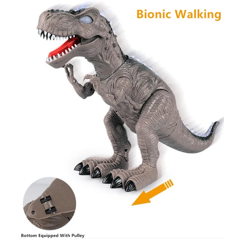 Highly Simulation Electric Dinosaur Bottom Pulley Bionic Walking Front Claw Move Up And Down Colorful Flash Light Children's Toy 6