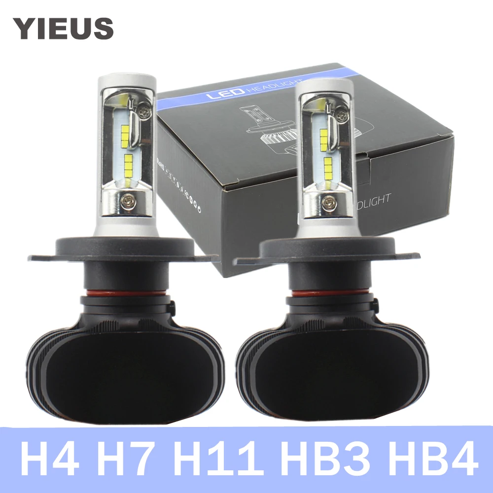 YIEUS 1 пара Автомобильный светодиодный фонарь H4 Hi Lo HB4 HB3 H11 H7 9005 9006 H8 H9