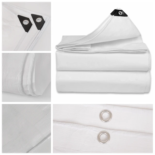 0,32 Mm Pe Fehér Esőálló Ruhakert Kerti Ponyvabinin Kültéri Napellenző Árnyékoló Vitorla Csónak Vízálló Fedél Teherautó Földlemez
