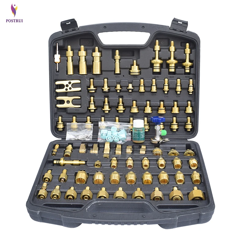 

Car Detection Tool adaptere Set for European American Asia Car 77pcs /Set Auto Air Conditioning Leak Test Kit Car Repair Tool