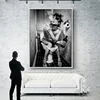 Sexy Woman Sitting On The Toilet Smoking Poster Black And White Style Mural Home Art Wall Painting Bathroom Decoration Painting ► Photo 2/6