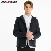 JackJones осень и зима мужское деловое шерстяное клетчатое пальто с капюшоном | 219127507