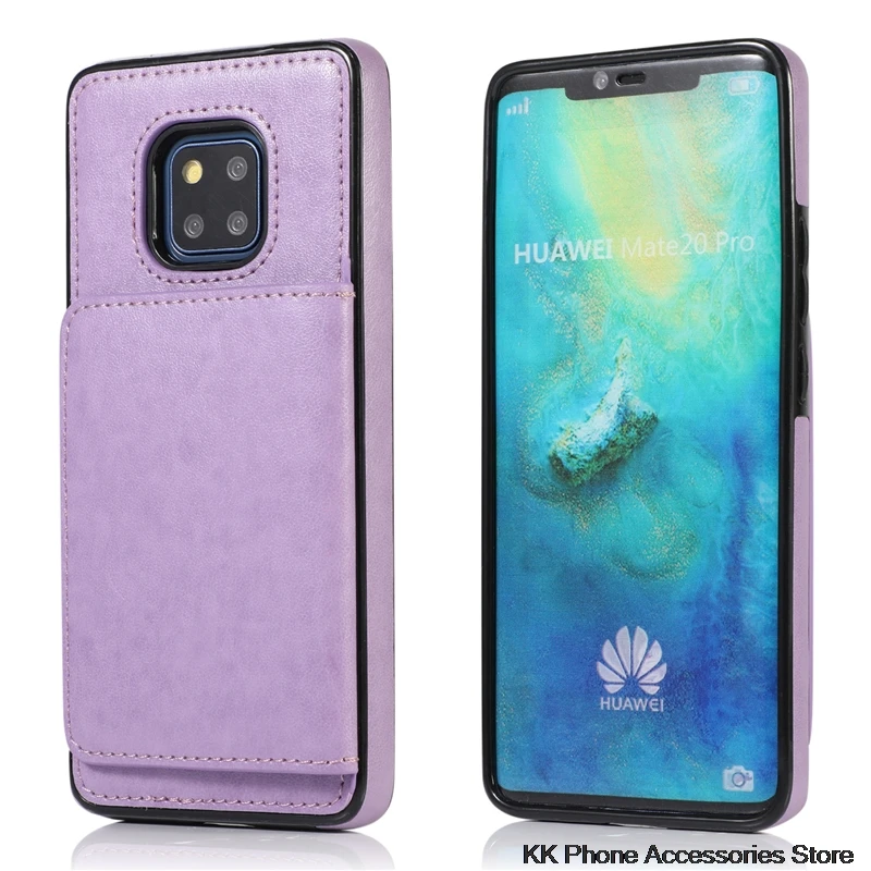 Purple Ретро Чехол-кошелек с кармашком для телефона huawei P30 Pro mate 20 Pro медная Пряжка кожаная задняя крышка для huawei P30 mate 20 Lite - Цвет: Purple