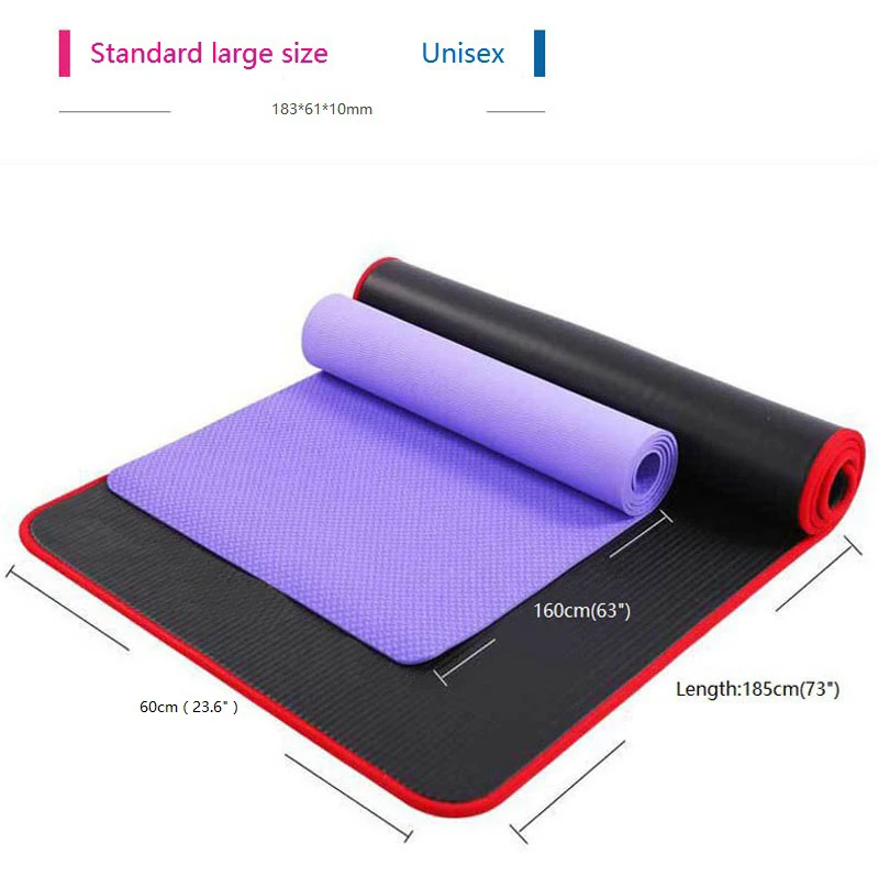 Exercise Sports Gym NBR Non-Slip Mats Fitness Sit-ups Body Shape Training Yoga Mat 10mm Thick Pilates Anti-Tearing Beginner Pads