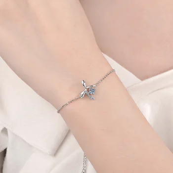 

inbeaut 925 Silver 0.3 ct Excellent Cut Bowknot Moissanite Bracelet Pass Diamond Test Elegant Moissanite Stone Beads Bracelet
