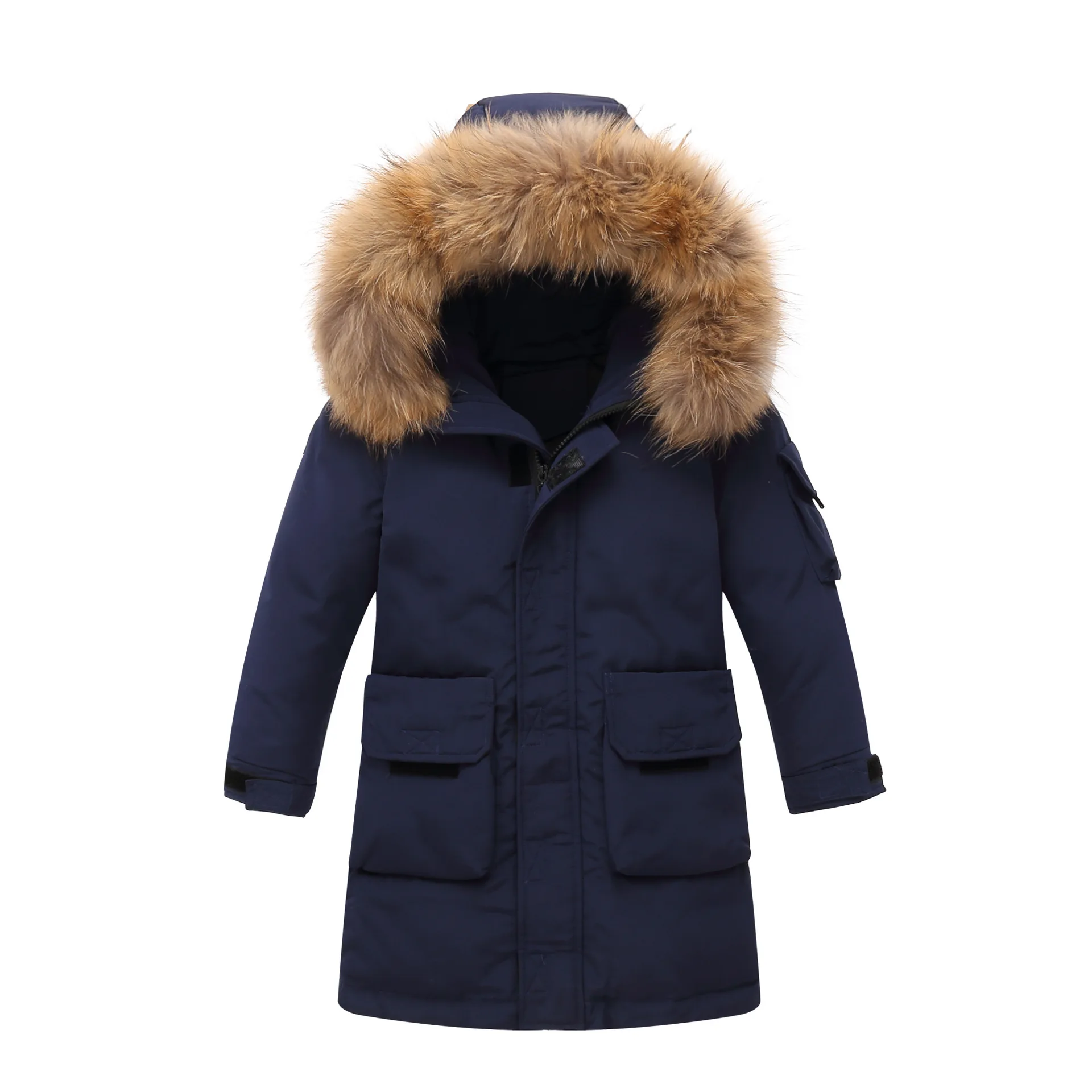 

-35 degree Russian winter Children Down Jackets Boys Fashion Down Coats thicken Warm coats fur collar kids long coats 5-12years