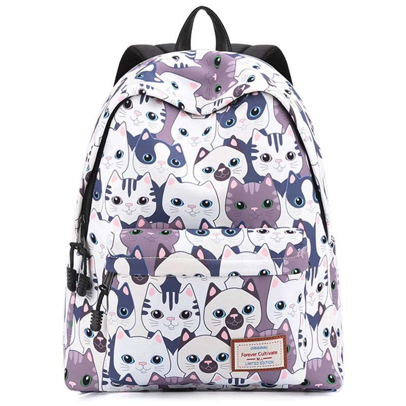 

Rucksack Women 2019 Brand Cute Cat Printing Backpack School Soft Material Schoolbags for Teenage Girls Stress Relieve Bookbags