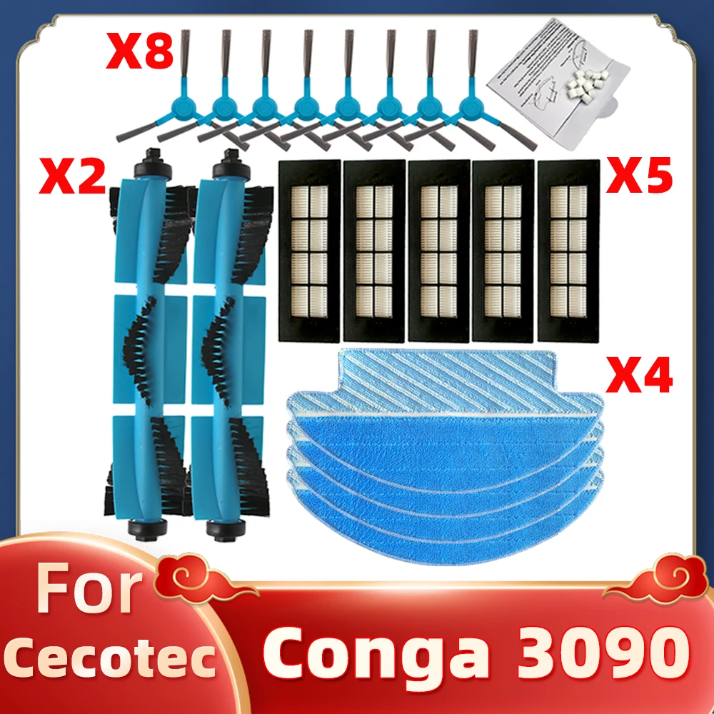 Main Side Brush Hepa Filter Mop Cloths Rag Replacement For Cecotec Conga 3090 Robotic Vacuum Cleaner Spare Parts Accessories