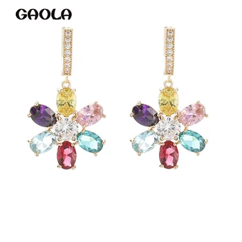 

GAOLA New Color Flower Earrings Shiny Zircon Luxury Luxury Jewelry Ladies Fashion Jewelry GLE9510