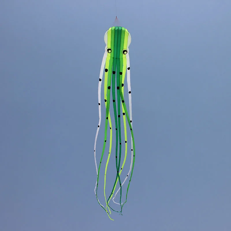 15M Green soft inflatable octopus kite for audlts large 3D tube shaped parafoil single line kites outdoor fun toys