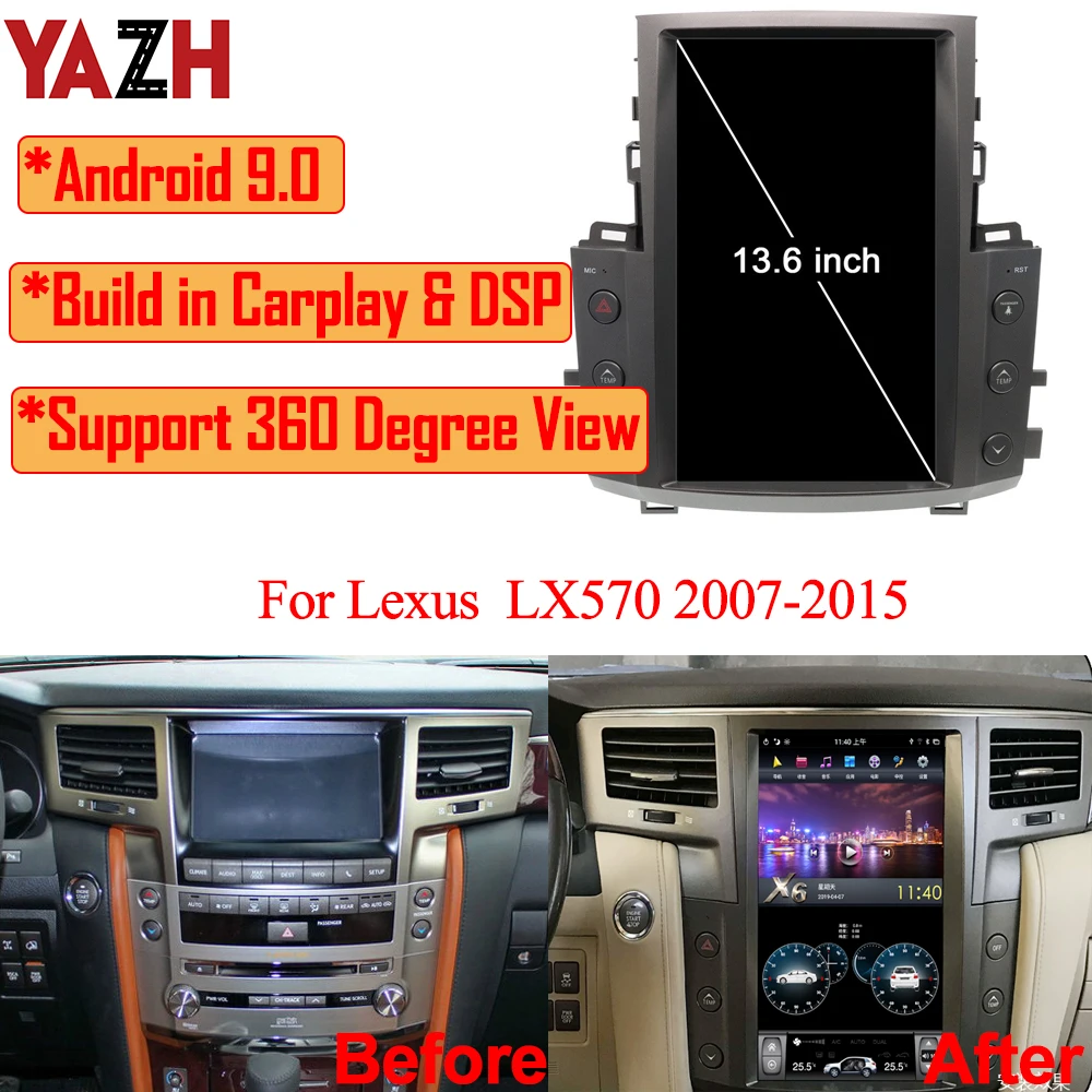 4 + 64 Гб Tesla styel 13 6 "вертикальный экран Android 9 0 для Lexus LX570 2007-2015 авто радио