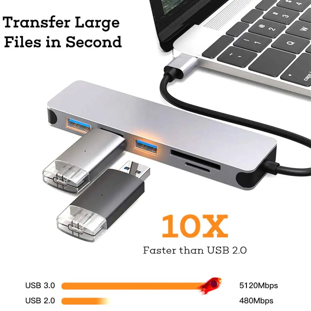 6 в 1 Тип C к HDMI 4K 3 USB порта адаптер для Micro SD слот карты конвертер MacB DELL XPS13 Samsung S8 Dex