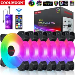 COOLMOON – armoire de refroidissement pour PC, ventilateur réglable, silencieux, avec télécommande IR, 120mm, RGB 
