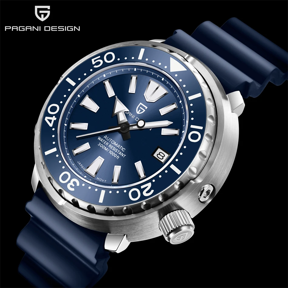 PAGANI DESIGN New 45MM Tuna Diving Wristwatch Men's 300M Waterproof Mechanical Automatic Watches Ceramic Bezel Relogio Masculino