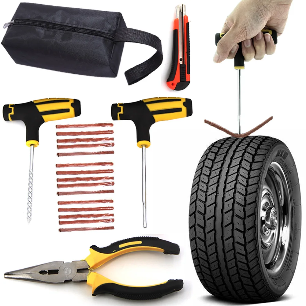 Car Tire Puncture Repair Tool Kit Tubeless Tyre Repair Kit Studding