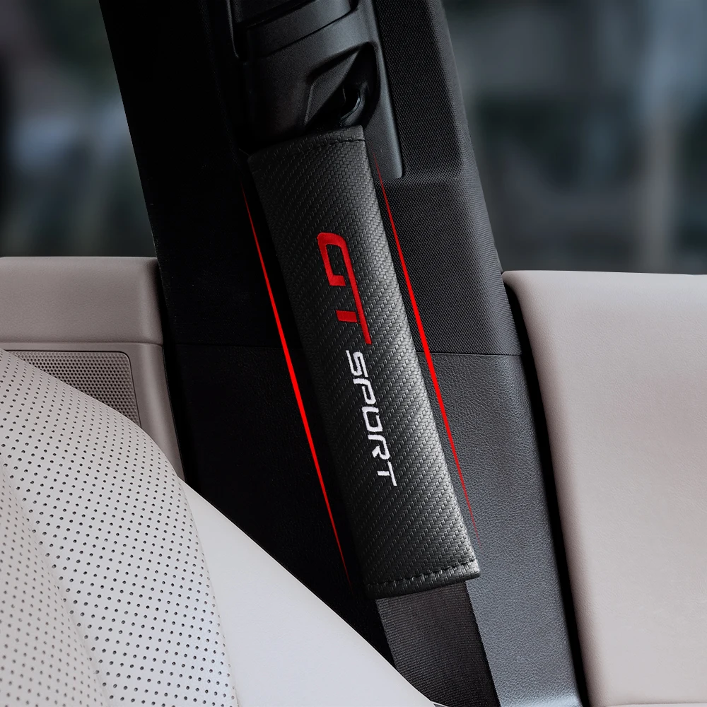 2PCS GT Sport Emblem Car Carbon Fiber Seat belt cover For Kia Forte Ceed Stinger Shuma Rio Sportage Soul Cerato decoration | Автомобили и