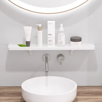 

Simple Bathroom Shower Shelf Wall Holder Kitchen Storage Rack Punch Free Bathroom Shelf Wall Mounted Tray for Home Storage