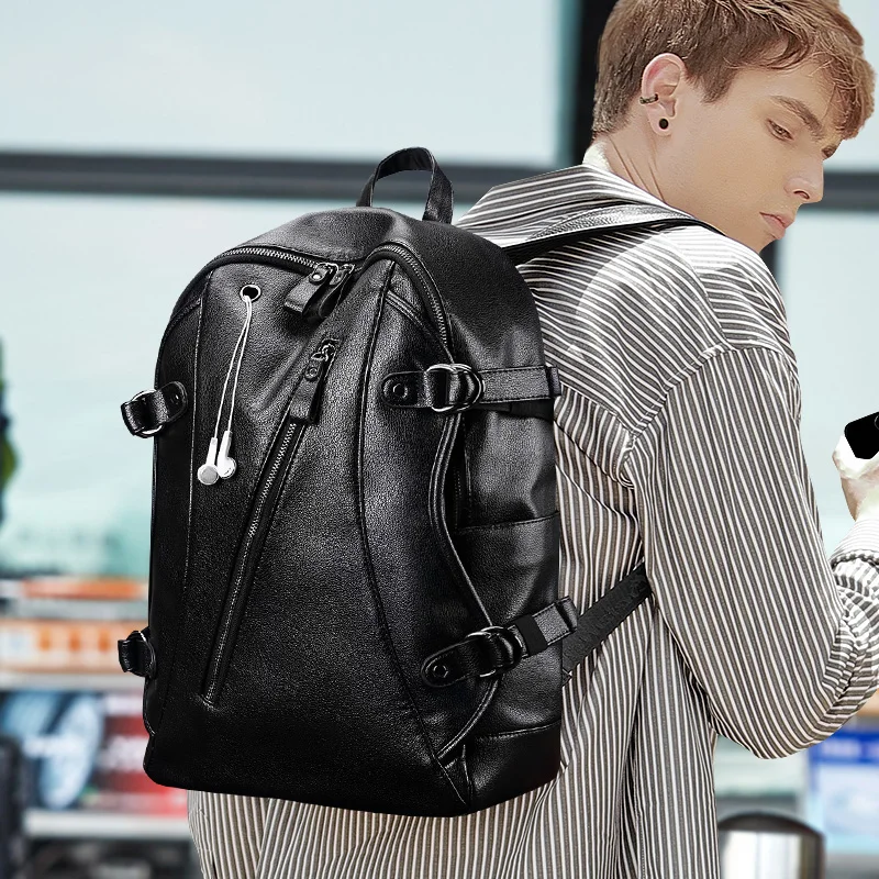 Мужской рюкзак LIELANG водонепроницаемый кожаный с usb зарядкой и защитой от кражи