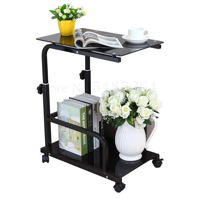  Mobile Sofa Computer Side Table Glass Mini Small Coffee With Wheel Tea Water Dispenser | Мебель