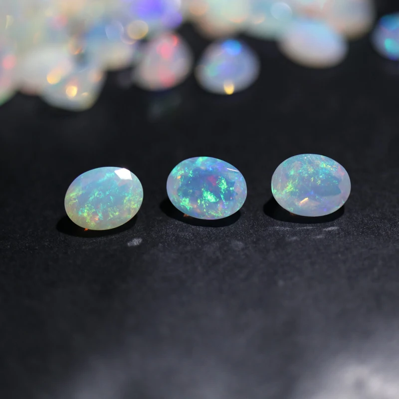 Natural Ethiopian colorful cut opal oval 7*9mm about 1.35ct top quality natural precious loose gemstones DIY jewelry