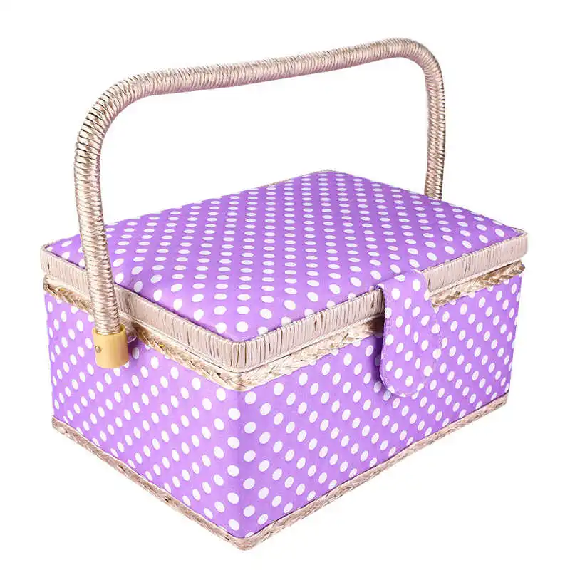 3 Colors Handmade Sewing Basket Household Fabric Craft Thread Needle Storage Box Organizer Flip Type Sewing Accessories storage bag storage box plastic storage box storage container sewing kit