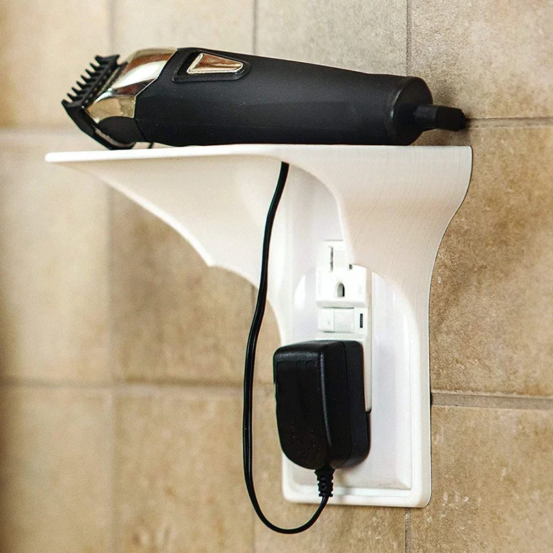 

1 Pcs Wall Outlet Shelf Standard Vertical Duplex Décor Outlet with Cable Channel Charging for Cell Phone Home White, 1 Pack