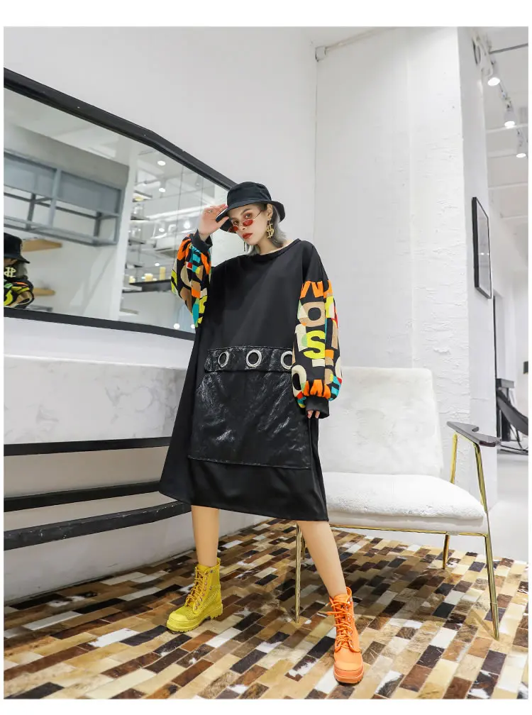 XITAO/свитшот большого размера с буквенным принтом, женская одежда 2019, элегантный лоскутный маленький новомодный пуловер, осенняя толстовка