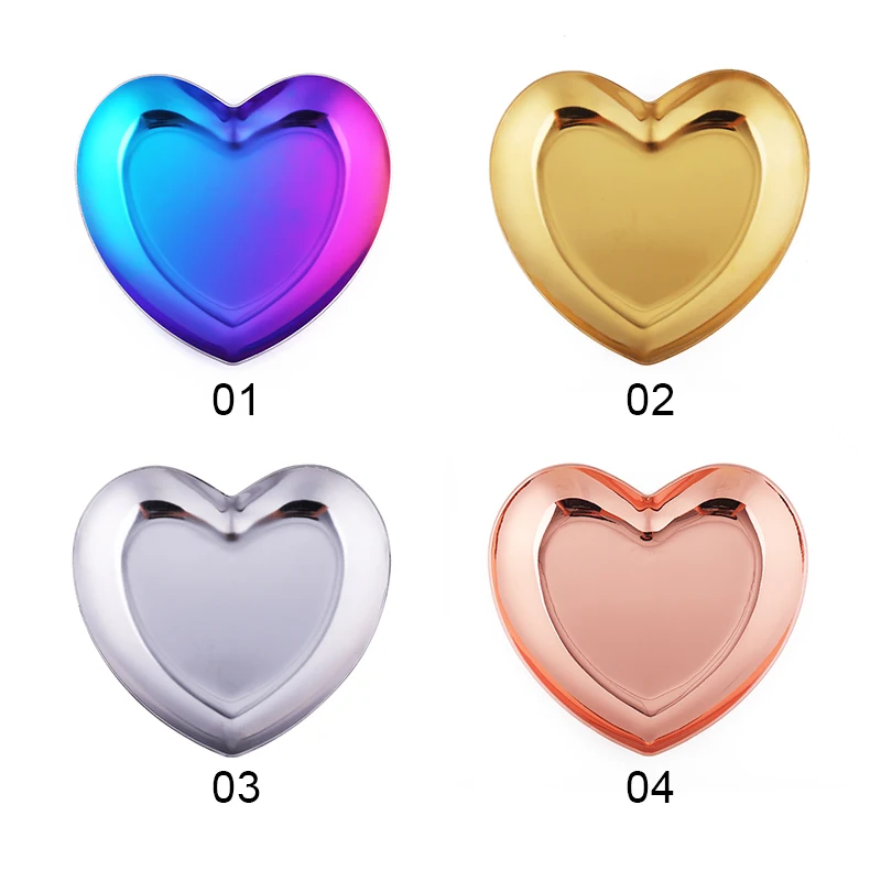 Металлические формы сердца Стразы для ногтей, украшения Советы контейнер палитра цвета: золотистый, Серебристый Фиолетовый Разноцветные ногтей, для маникюра, чехол-1 шт
