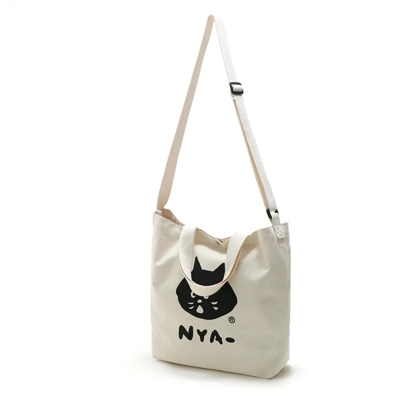 WULI SEVEN, дизайнерская, милая, Льняная сумка-тоут с мультипликационным принтом кота Kawaii, женские модные сумки, школьные, дорожные, хозяйственные сумки на плечо