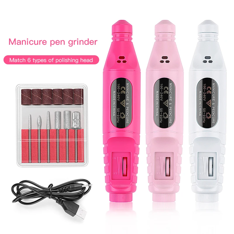 Electric Manicure Drill Kits Acrylic Nail Tools Portable Electric Nail Art Drill File Pen Shape Finger Toe Nail Care maquiagem