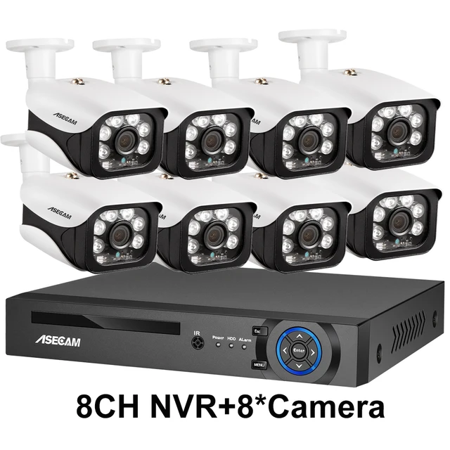 8MP Security Camera System 4K POE NVR Outdoor Video Surveillance Kit Home IP CCTV Camera Set Xmeye 8CH NVR and 8 Camera