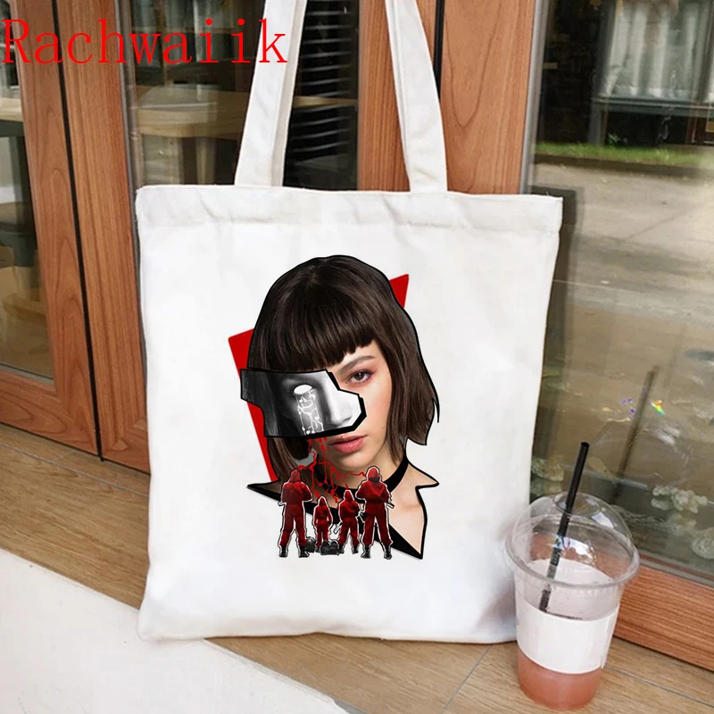 La Casa De Papel Shopping Bag Graphic Tote Harajuku Shopper Bag Women Canvas Shoulder Bag Female Ulzzang Eco Bag Y2k Gothic 