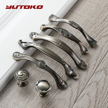 YUTOKO Vintage Bronze Handles Kitchen Cabinet Handles Drawer Knobs Antique Cupboard Door Wardrobe Pulls Furniture Cabinet handle